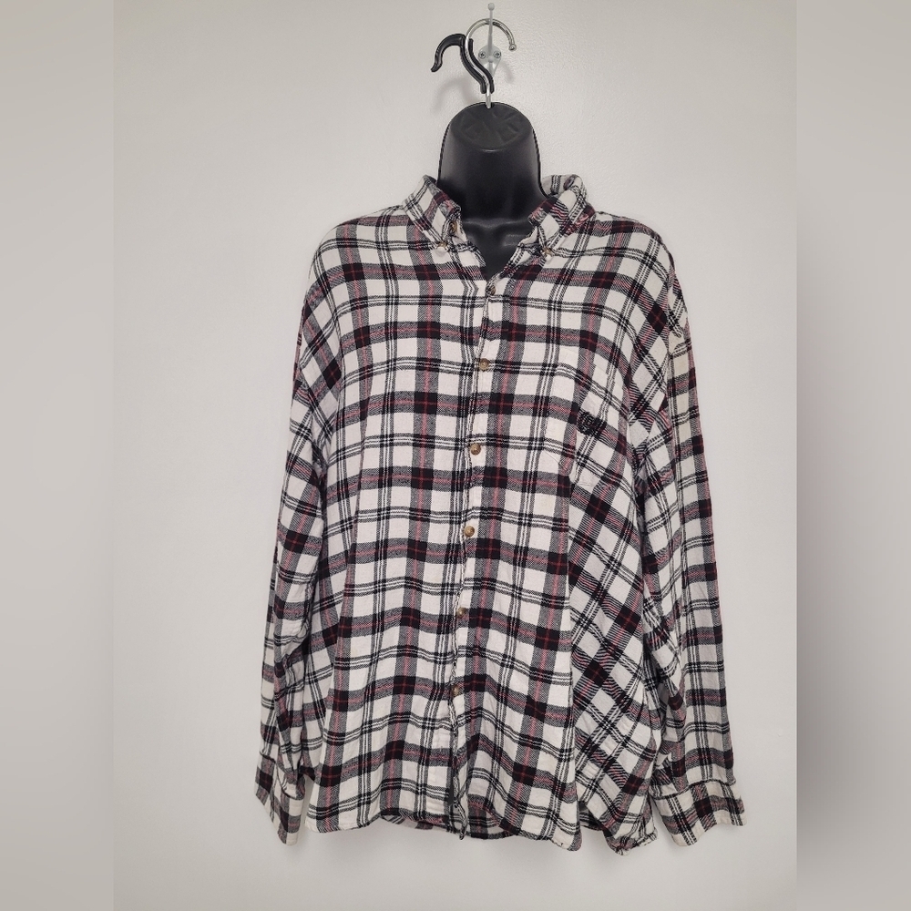 Chaps 100% Flannel Plaid Button Down Shirt sz XL